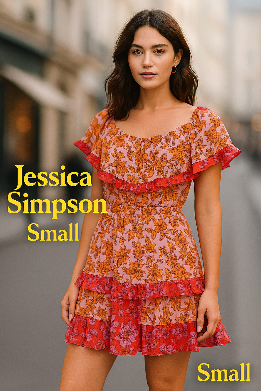 Jessica Simpson Floral Ruffle Mini Dress - Size Small